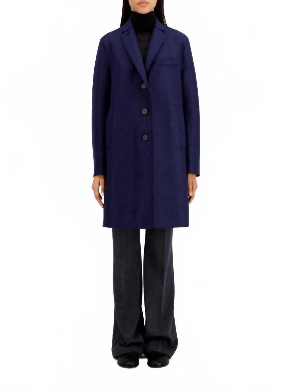 NEW HARRIS WHARF pressed wool top coat in blue